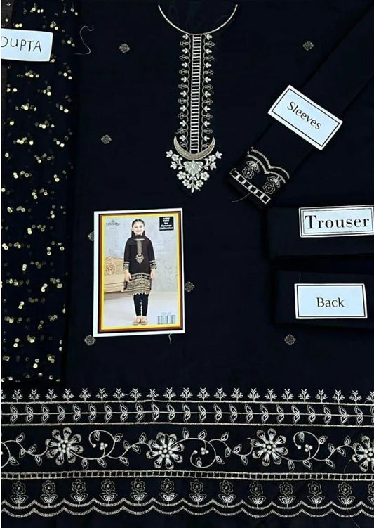 3 Pcs Girl's Dhanak Embroidered Unstitched Suit