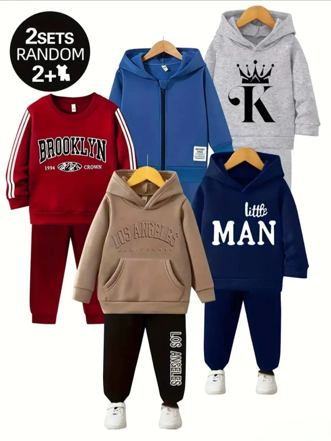 Winter Collection 2 Sets Random 4 Pcs Boy's Printed Tracksuit