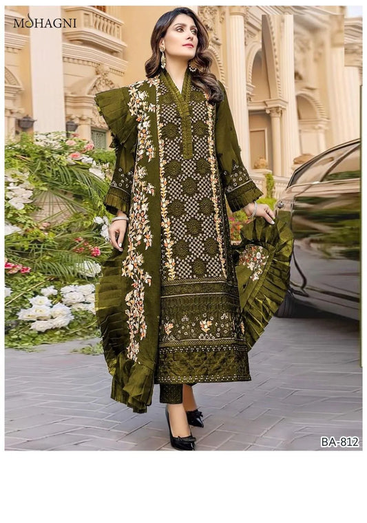 3 Pcs Women's Unstitched Embroidered Suit