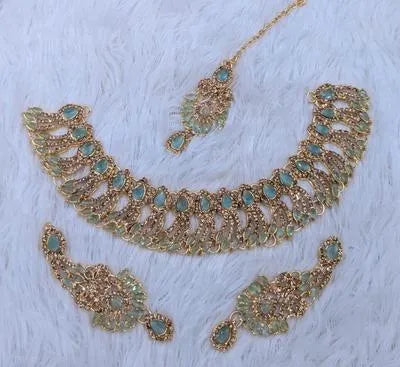 Leaf Design Zircon Artificial Set