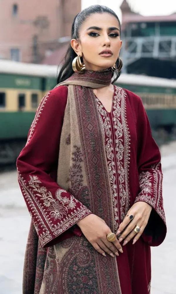 3 Pcs Women's Unstitched Embroidered Suit
