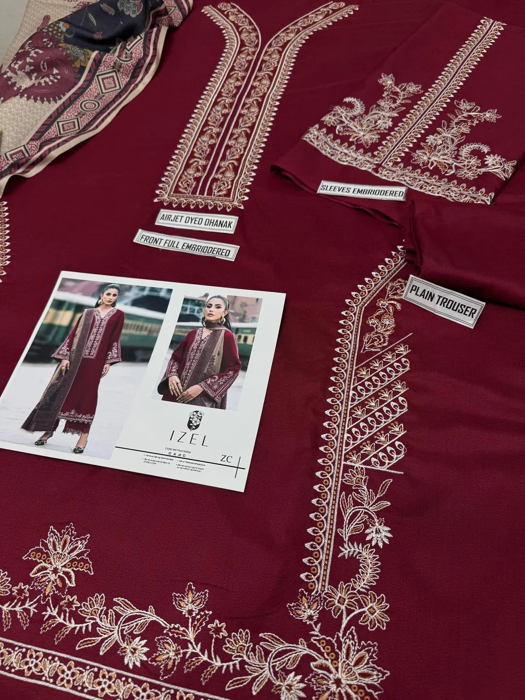 3 Pcs Women's Unstitched Embroidered Suit