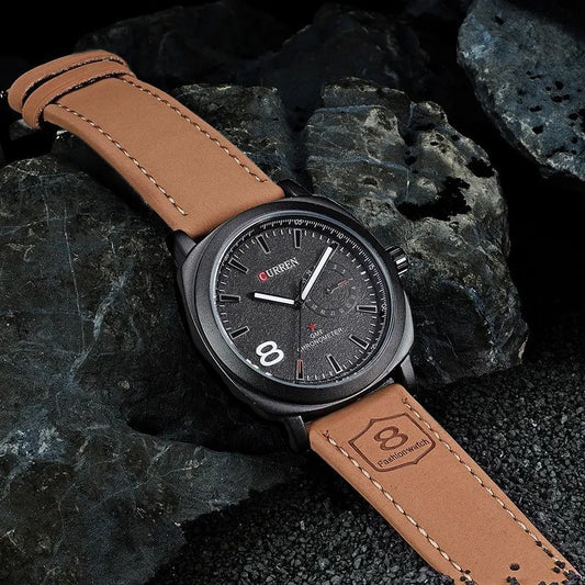 Men Leather Strap Watch Classic Style