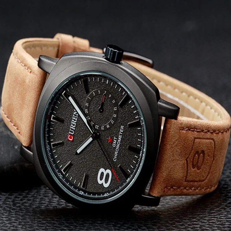 Men Leather Strap Watch Classic Style